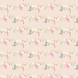 Tissu coton Noël guirlandes western beige rosé – Yee-Haw Holidays