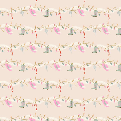 Tissu coton Noël guirlandes western beige rosé – Yee-Haw Holidays