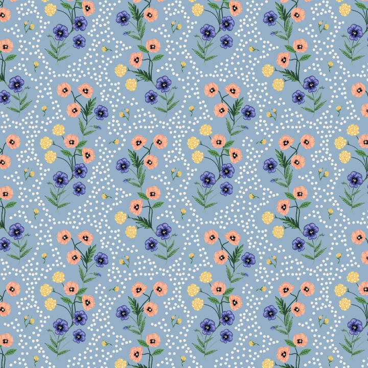 Tissu coton Rifle Paper Co. Poppy bleu fleuri – Home Sweet Home