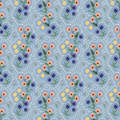 Tissu coton Rifle Paper Co. Poppy bleu fleuri – Home Sweet Home