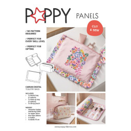 Panneau à coudre : trousse de toilette, pochette et pochette à maquillage fleuri