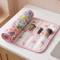 Panneau à coudre : trousse de toilette, pochette et pochette à maquillage fleuri