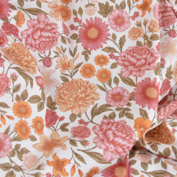 Tissu popeline de viscose Elisabeth - motif fleurs Prune