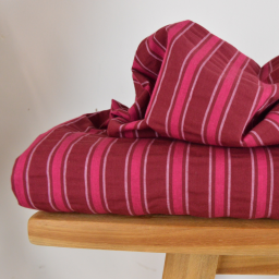 Tissu seersucker à rayures Sam - Bordeaux et rose