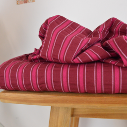 Tissu seersucker à rayures Sam - Bordeaux et rose