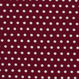 Tissu jersey de viscose bordeaux à pois blancs - OEKO TEX