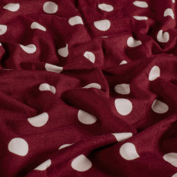 Tissu jersey de viscose bordeaux à pois blancs - OEKO TEX
