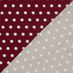 Tissu jersey de viscose bordeaux à pois blancs - OEKO TEX