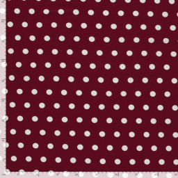 Tissu jersey de viscose bordeaux à pois blancs - OEKO TEX