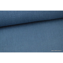 Tissu lin lavé bleu jean