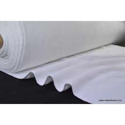 Tissu Eponge coton blanc lisiere cousue fermée au mètre