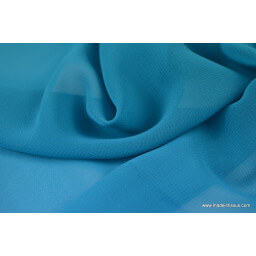 Mousseline fluide polyester bleu/vert  x50cm