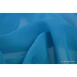 Mousseline fluide polyester bleu/vert  x50cm