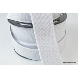 Elastique METAL Souple 40mm coloris Blanc et lurex Argent