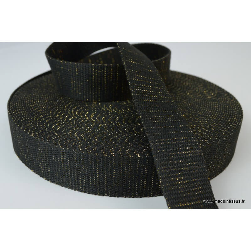 Ruban noir de coton tissé 30 mm vendu au mètre - Travail du cuir