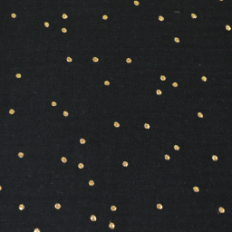 Tissu Double gaze coton Glitter à pois OR coloris NOIR.x1m