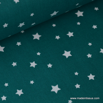 Tissu coton oeko tex imprimé étoiles canard au mètre