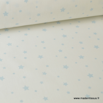 Tissu Coton oeko tex imprimé étoiles ciel fond blanc au mètre