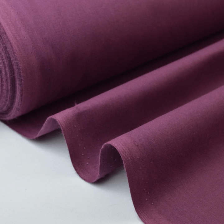 Tissu cretonne coton prune par 50cm