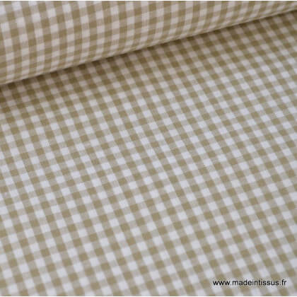 Tissu vichy petits carreaux 100%coton SABLE  x50cm
