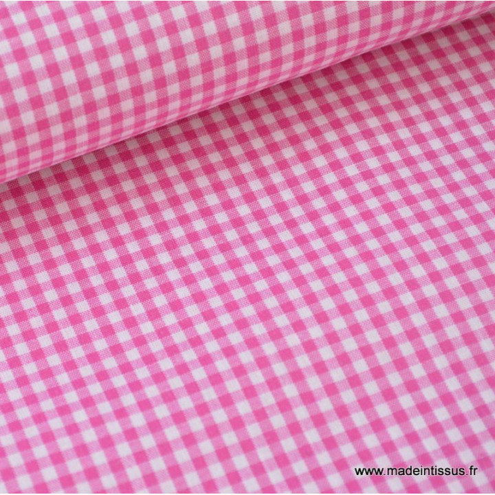 Tissu vichy petits carreaux 100%coton fuchsia x50cm