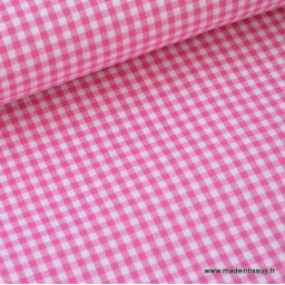 Tissu vichy petits carreaux 100%coton fuchsia x50cm