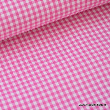 Tissu vichy petits carreaux 100%coton fuchsia x50cm