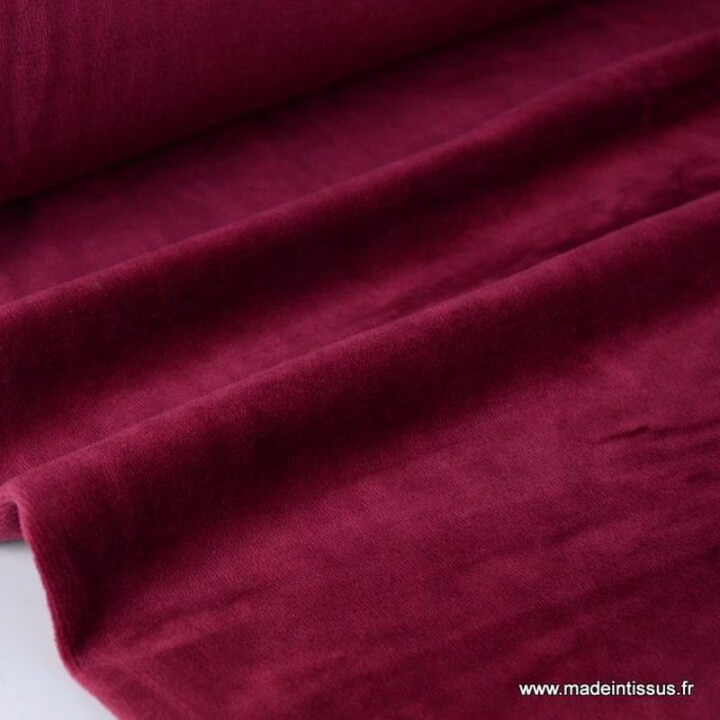 Tissu velours rasé pyjamas nicky bordeaux