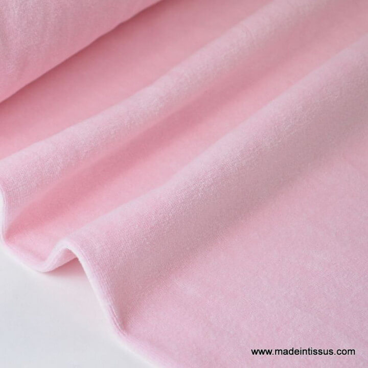 Velours rasé NICKY rose09 90%coton 10%pes 150cm 240gr/m²