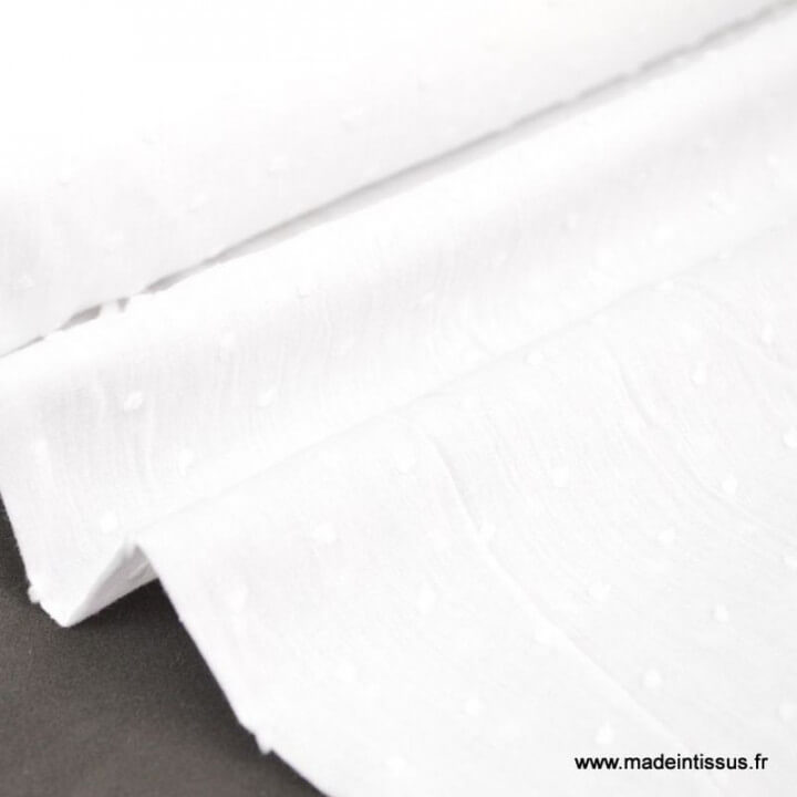 tissu plumetis oeko tex blanc au mètre
