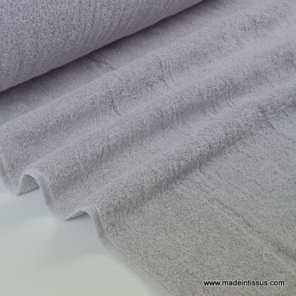 Tissu Eponge coton gris lisiere cousue fermée au mètre