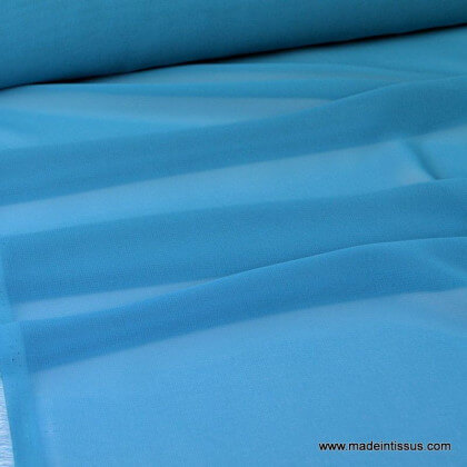 tissu Mousseline fluide polyester bleu/vert  x50cm