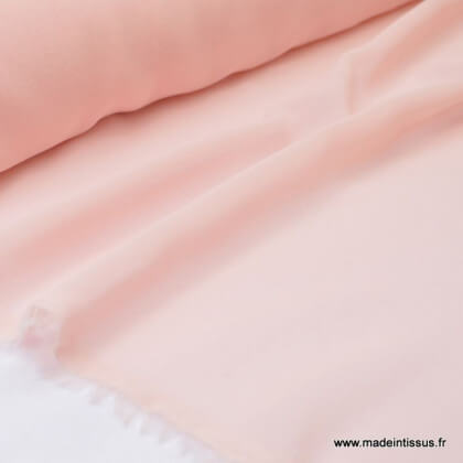 Tissu Mousseline fluide polyester rose poudré x50cm