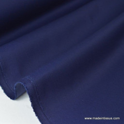 Tissu gabardine imperméable polyester coton marine