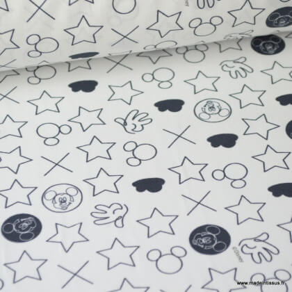 Tissu coton DISNEY imprimé Mickey et Minnie Rouge et noir Oeko tex