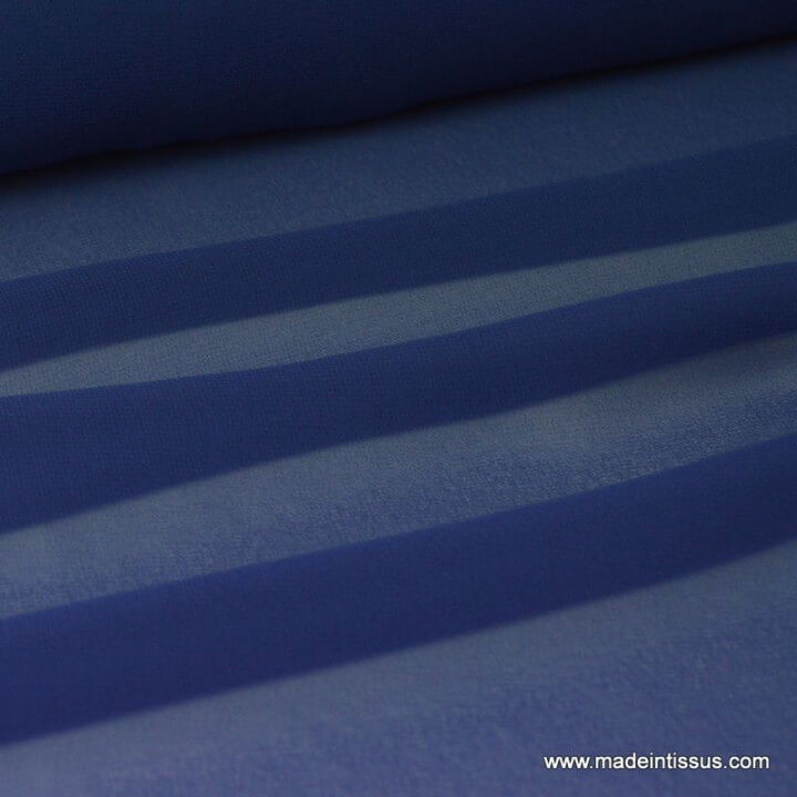 Tissu Mousseline fluide Bleu Marine