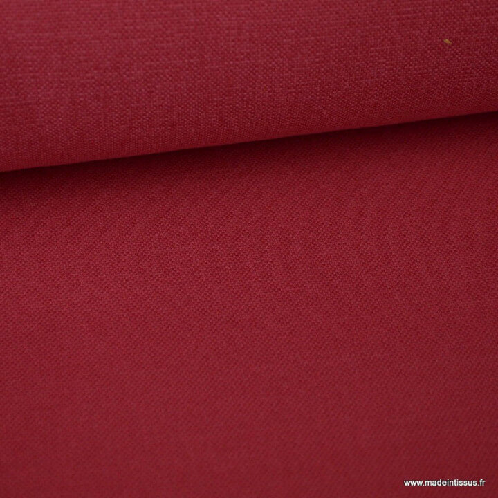 Tissu toile de coton demi natté gratté vintage cerise