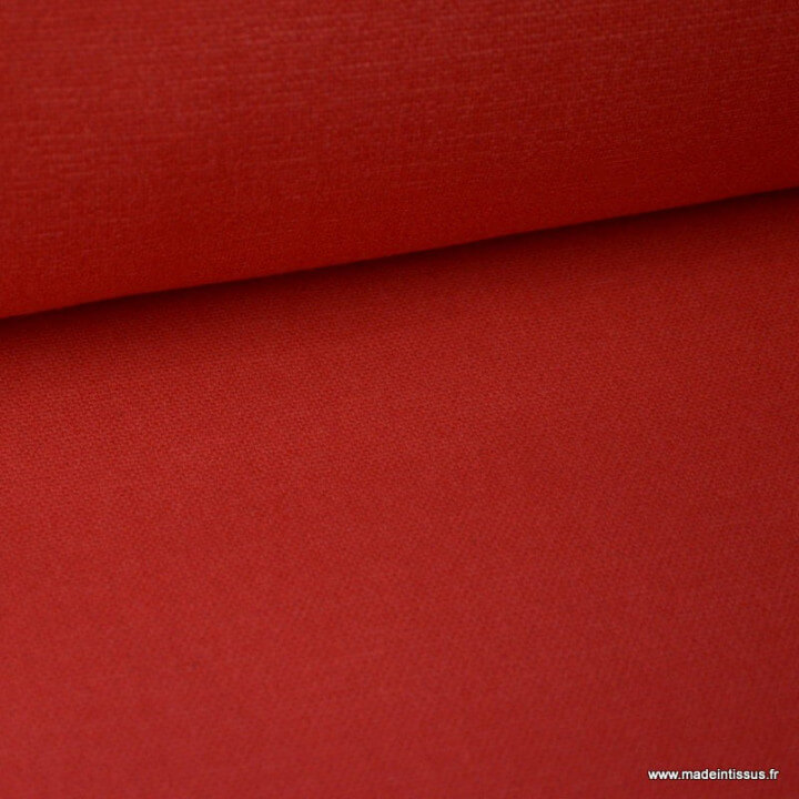 Tissu toile de coton demi natté gratté vintage rouge