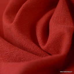 Tissu toile de coton demi natté gratté vintage rouge