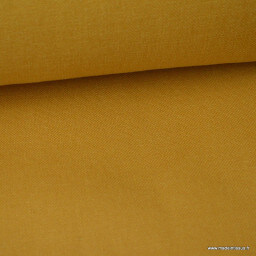 Tissu toile de coton demi natté gratté vintage moutarde