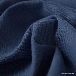 Tissu toile de coton demi natté gratté vintage bleu