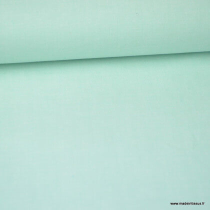 Tissu popeline coton uni tissé teint chambray coloris Vert MENTHE x1m