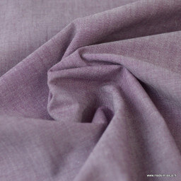 Tissu popeline coton chambray coloris Prune