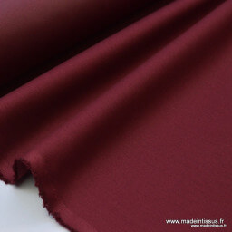 Tissu gabardine sergé polyester coton coloris bordeaux