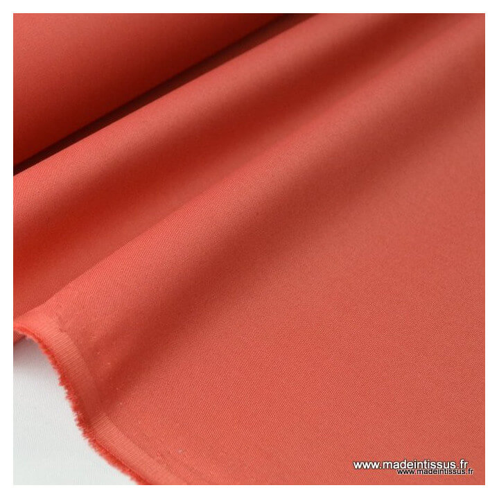 Tissu gabardine sergé polyester coton coloris tomette