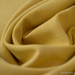 Tissu popeline coton chambray coloris Moutarde