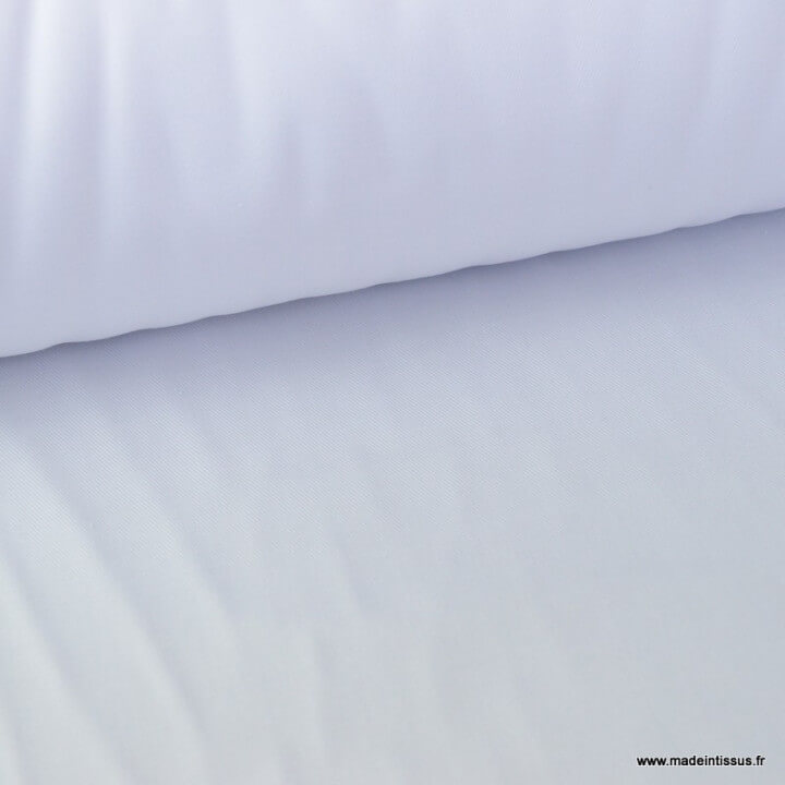 Tissu gabardine sergé polyester coton coloris blanc