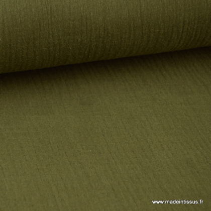 Tissu Double gaze coton kaki