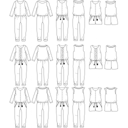 Patron Combi-short, combi pantalon ou robe MARIEKE by Ikatee pour fille du 3 au 12 ans