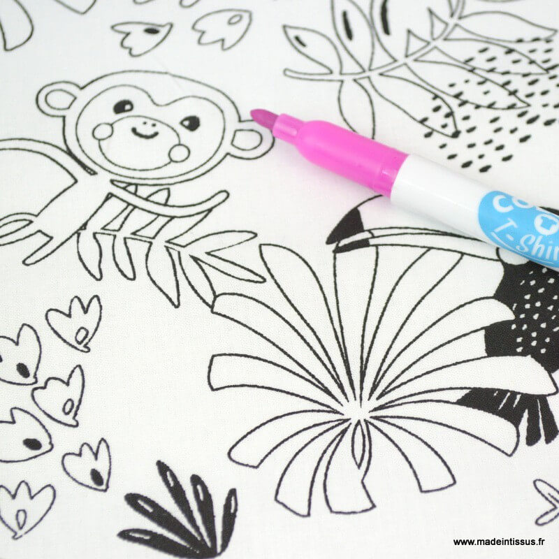 Marque pages enfants en tissu coton à colorier avec des feutres